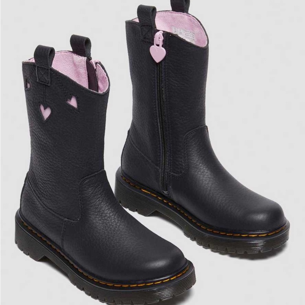 Dr Martens Kids Black Heart Boots